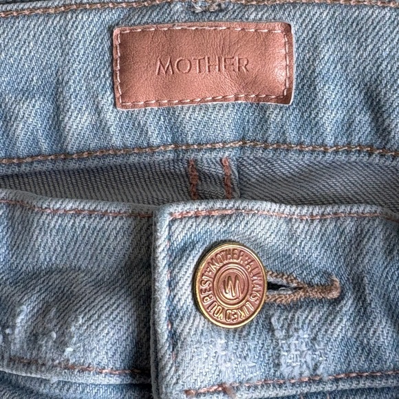 MOTHER The Insider Crop Step Fray Denim Jeans Free Hugs Distressed Wash Size 27 - Picture 2 of 14